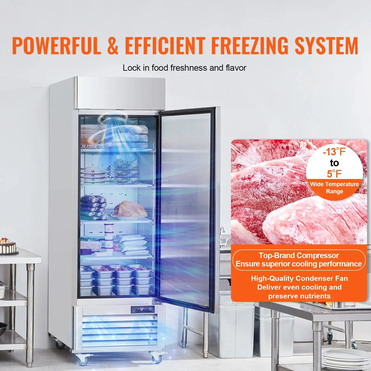 1252L Upright Freezer 2 Doors Auto Defrost