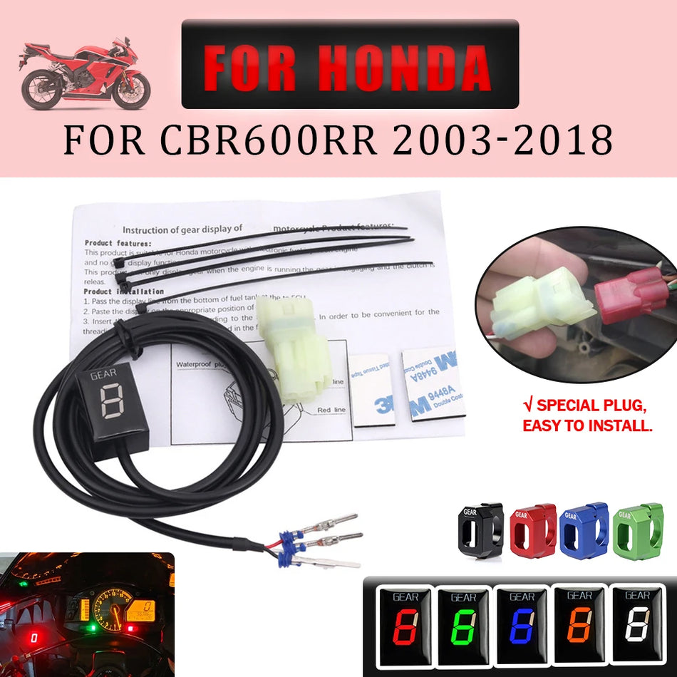 Индикатор за предавки Honda CBR600RR с LED дисплей за скорост и ECU, Подходящ за модели 2003-2012, Лесен монтаж