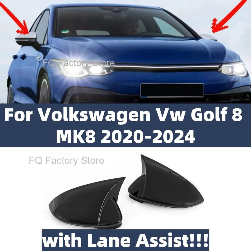 Rearview Mirror Cover Glossy Black ABS for Volkswagen Golf 8 MK8 GTI by InterCyprus Trading Ltd
