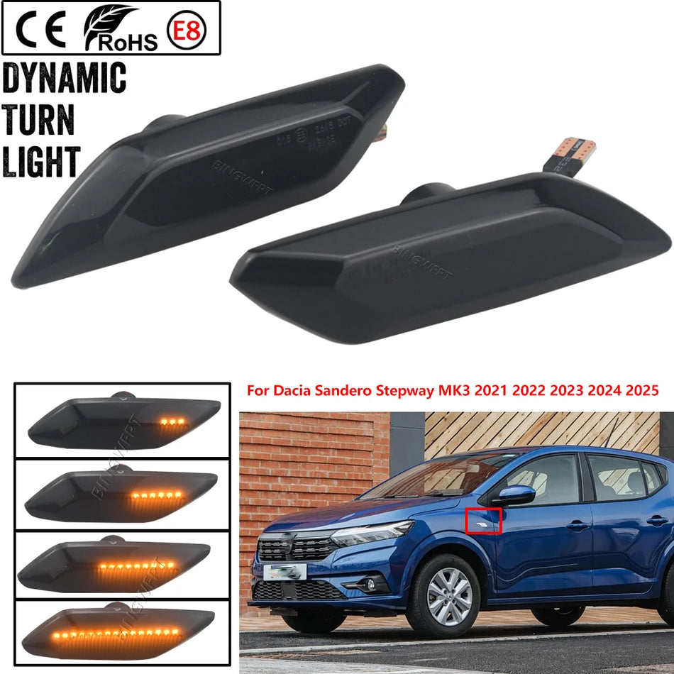 LED Dynamisches Seitenmarkierungsblinkleuchte für Dacia Sandero Stepway MK3