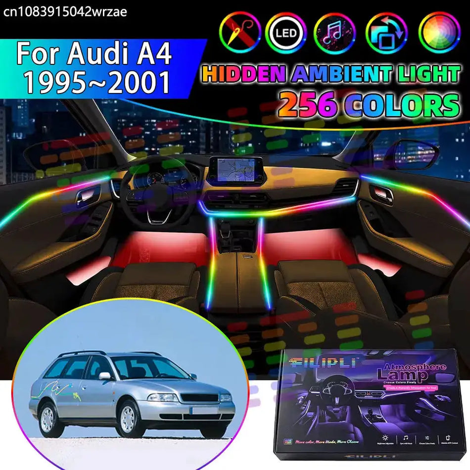RGB Interior LED Strips with App Control & Breathing Effects for Audi A4 B5 8D by InterCyprus Trading Ltd