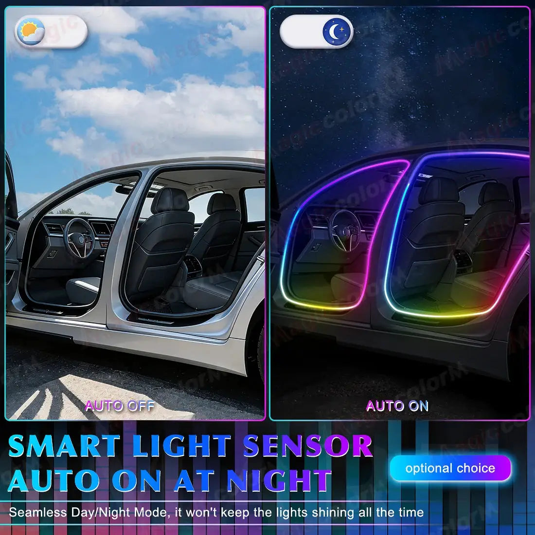 3Meters 4M Symphony Car Door Frame Ambient Lights Universal RGB LED Acrtlic Strips APP Bluetooth Remote Control USB Plug & Play by InterCyprus Trading Ltd