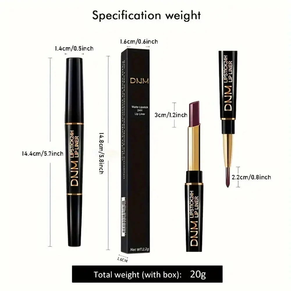 Double-ended Waterproof Lipstick &amp; Liner - High Pigment for Lasting Colour