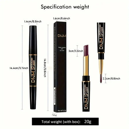 Double-ended Waterproof Lipstick &amp; Liner - High Pigment for Lasting Colour