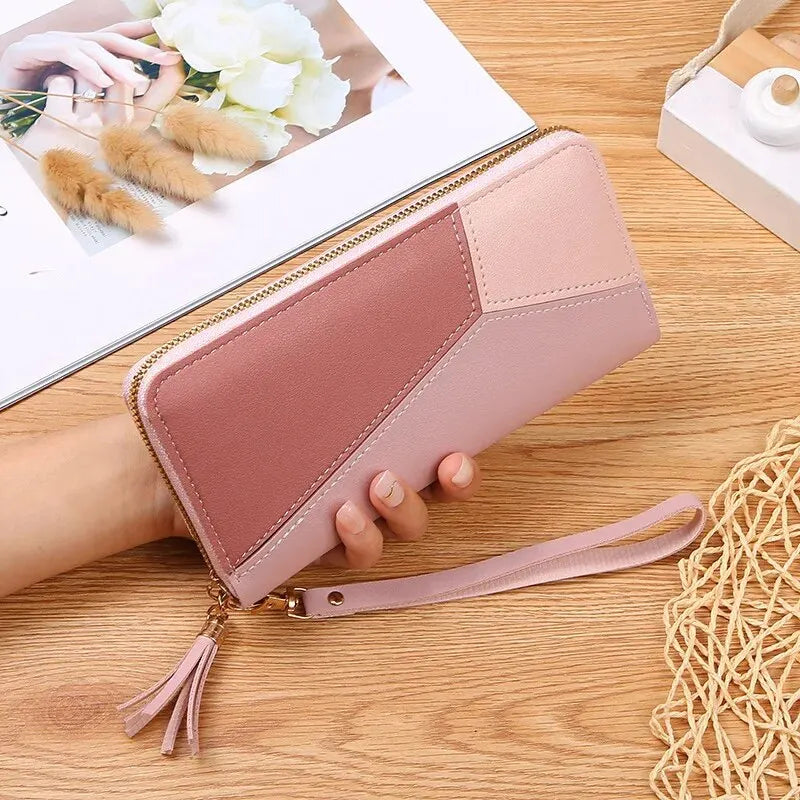 Contrast Colour Stitching Long Wallet Clutch Bag for Women InterCyprus