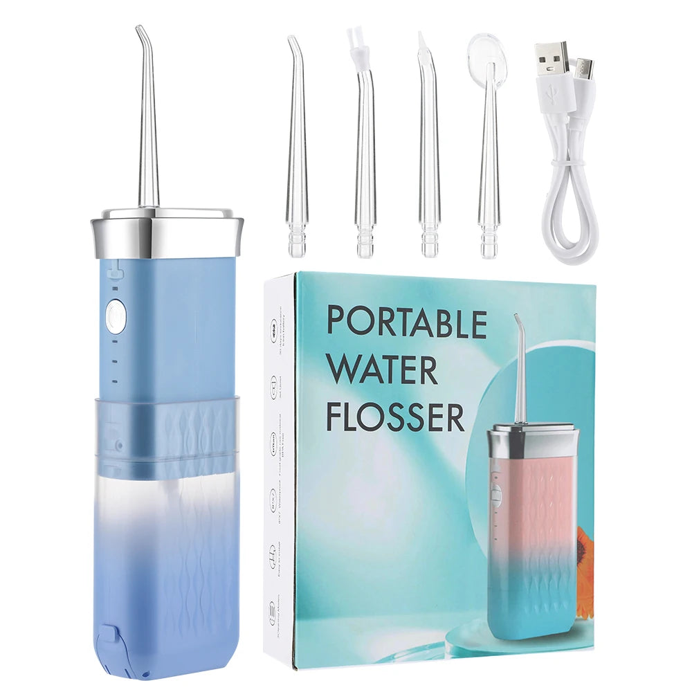 Portable Rechargeable Oral Irrigator Water Teeth Flosser for Travel and Home Blue