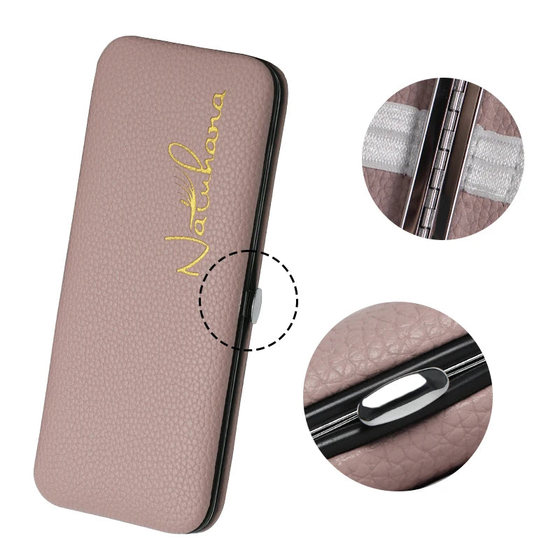 NATUHANA Eyelash Tweezers Set with Elegant Storage Case