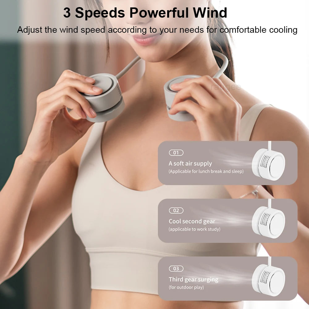 Portable Neck Fan &ndash; Three Speed USB Rechargeable Comfort