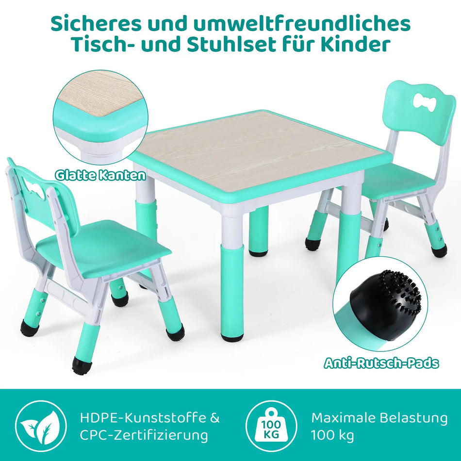 Височинно регулируема маса и столче за деца на възраст от 3 до 8 години HDPE