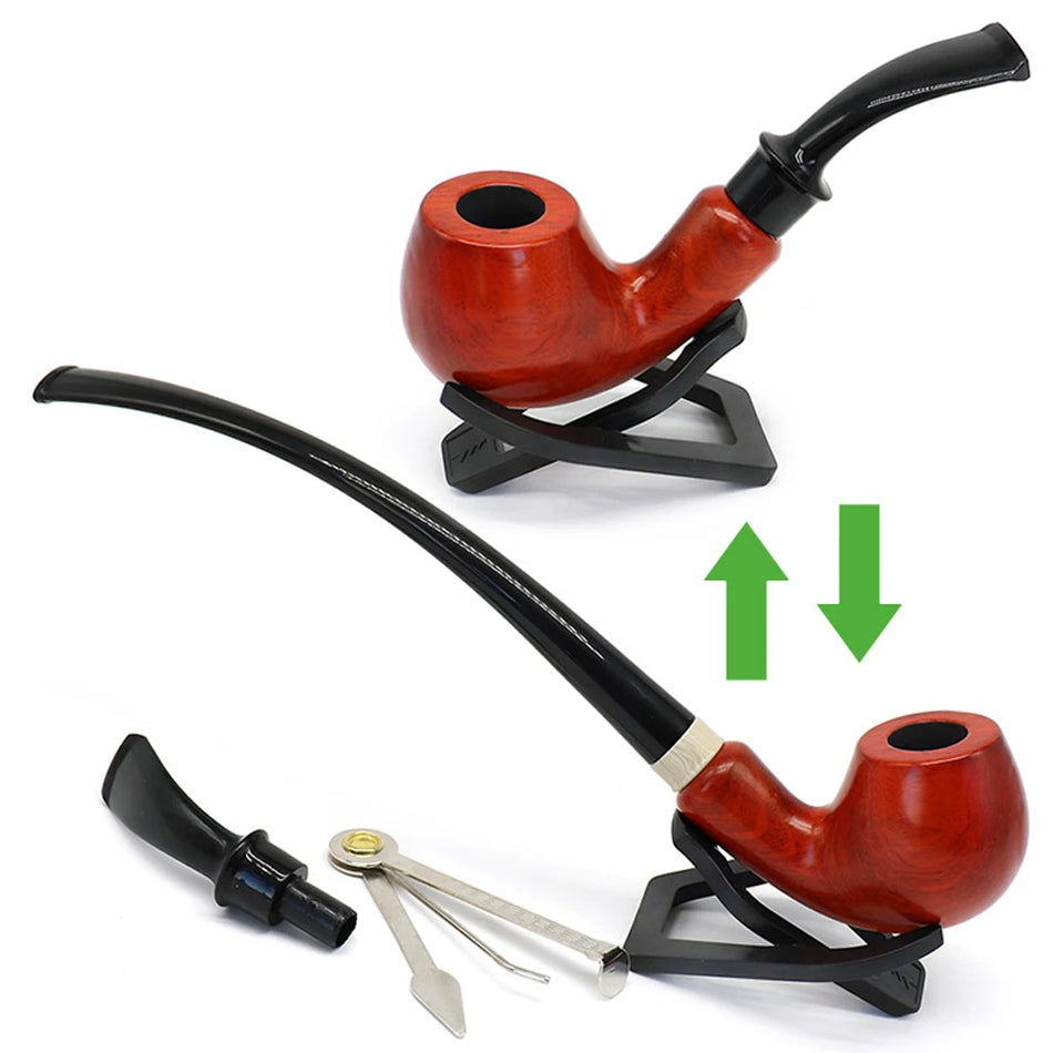 Pipa Churchwarden in legno di pero con doppie bocchini Scatola regalo