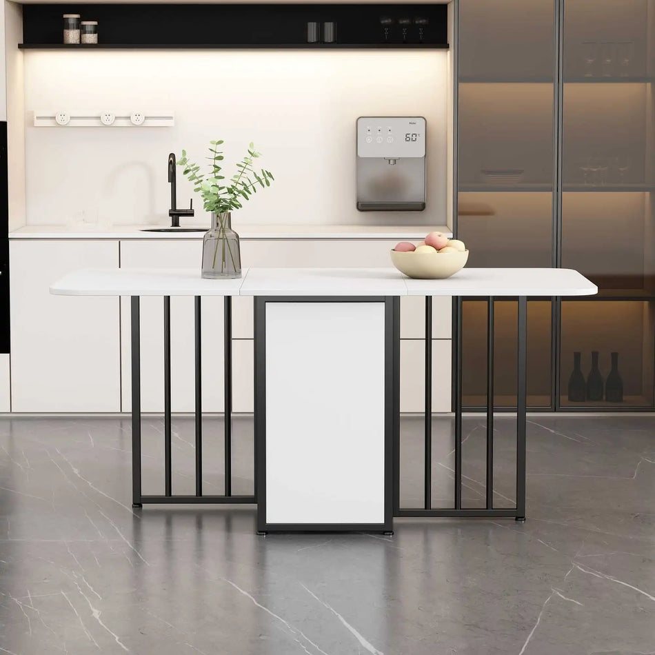 Skladací jedálenský stôl s zásuvkami 3 tvar biela čierna