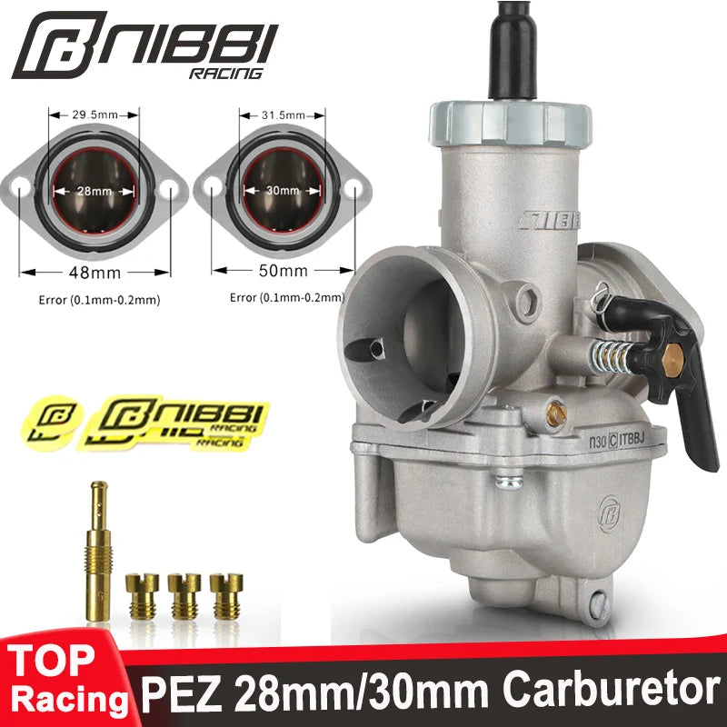 NIBBI PZ 30mm &amp; PEZ 28mm Carburetors for 200cc-300cc GY6 Motorcycles