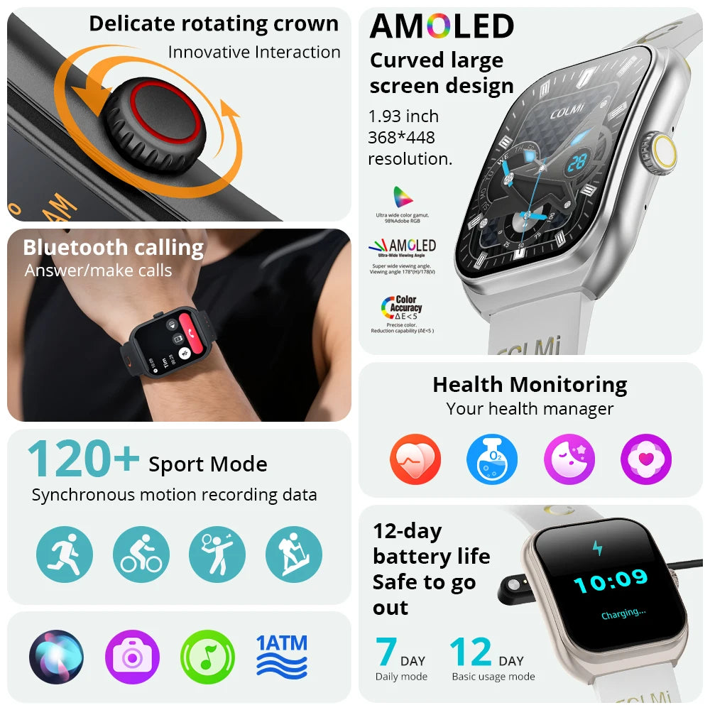 COLMI P86 &ndash; 1.93 Inch AMOLED Health Smartwatch Bluetooth