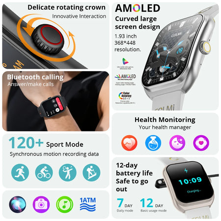 COLMI P86 &ndash; 1.93 Inch AMOLED Health Smartwatch Bluetooth