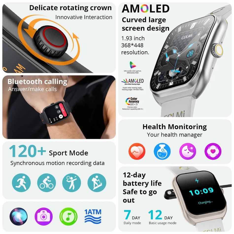 COLMI P86 &ndash; 1.93 Inch AMOLED Health Smartwatch Bluetooth