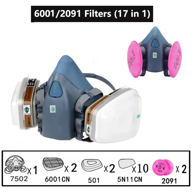 7502 Gas Mask &ndash; Maximum Protection Against Harmful Vapors 6001 17 in1