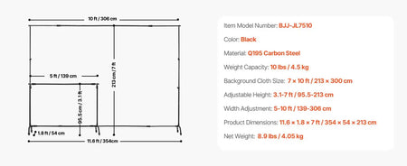 Adjustable Heavy Duty Backdrop Stand Wedding Photo Moveable 7x10ft / CZECH REPUBLIC
