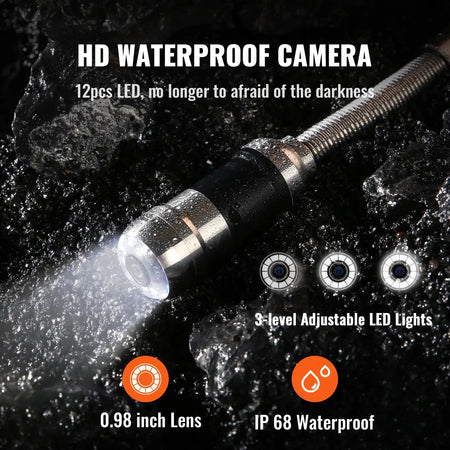 7 Inch Sewer Camera DVR Waterproof Pipeline 12LEDs