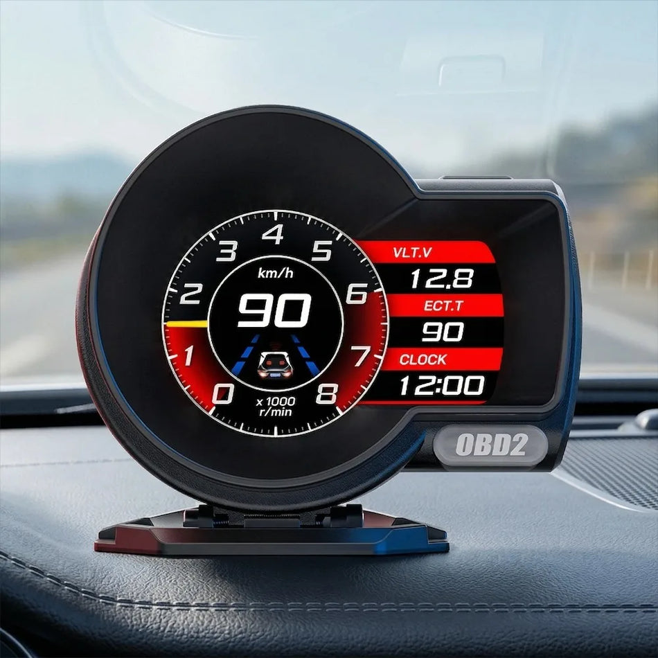 F8 HUD OBD Head-Up-Display mit Geschwindigkeitsmesser, Wassertemperatur und Druck