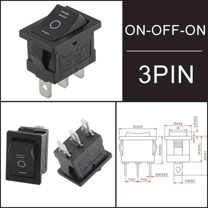 10/30/100 Pcs KCD1 Snap - in Boat Rocker Switch - SPST ON - OFF, 2/3/4 Pin, 250V 6A (AC) / 125V 10A, 2P Toggle Power Snap Switch