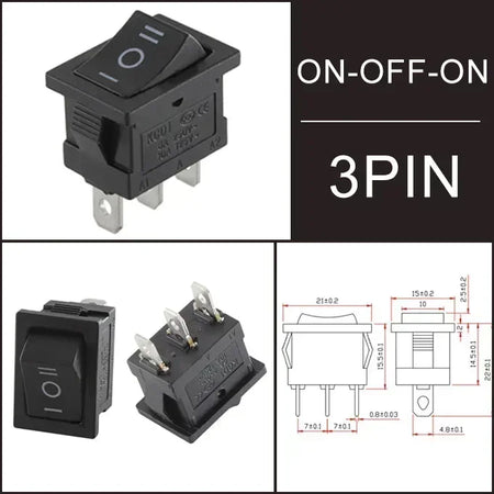 10/30/100 Pcs KCD1 Snap - in Boat Rocker Switch - SPST ON - OFF, 2/3/4 Pin, 250V 6A (AC) / 125V 10A, 2P Toggle Power Snap Switch