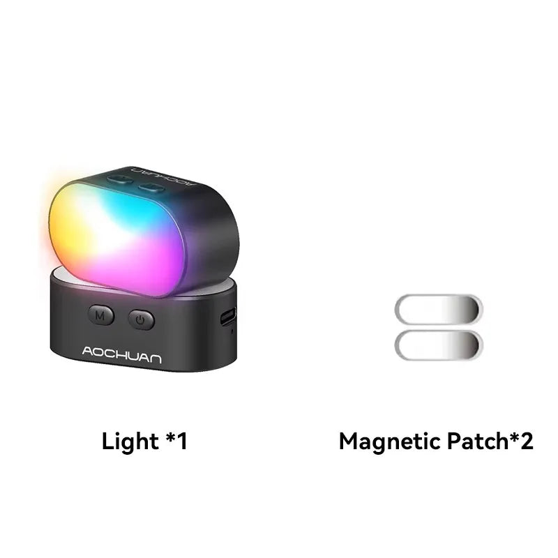 AOCHUAN Mini RGB Magnetic Fill Light &ndash; 3-Stop Brightness with 7 Color Adjustment Black