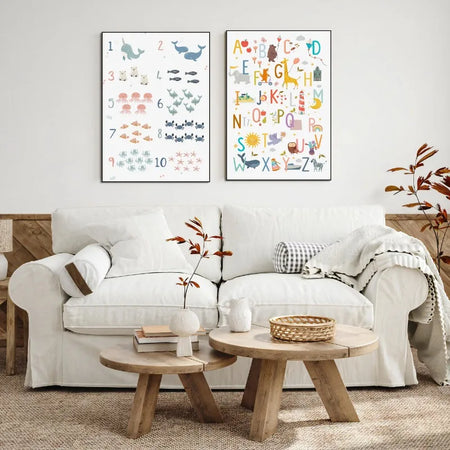 Alphabet Education Canvas Poster for Children's Room, Modern Wall Decor, Unframed
