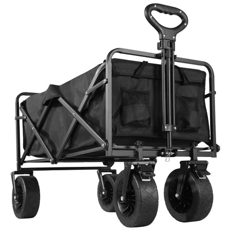 Collapsible Folding Utility Beach Cart Wagon - Heavy Duty Portable Garden &amp; Camping Trolley