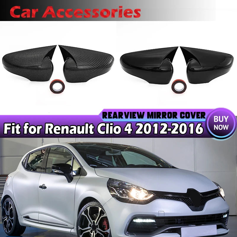 Side Mirror Wing Cups With Carbon Fiber Look For Renault Clio 4 Captur Zoe