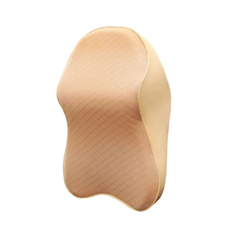 Car Headrest Memory Foam Neck Pillow &ndash; Breathable Comfort Beige Small