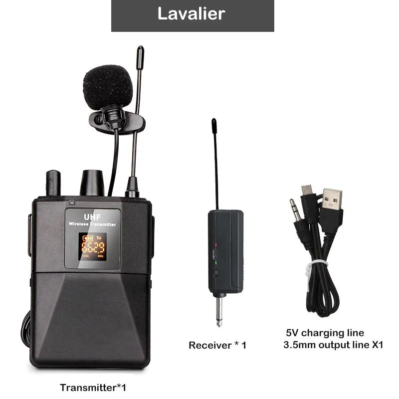 Wireless Lavalier Mic With Transmitter &ndash; LED Display 1 drag 1-Lavalier