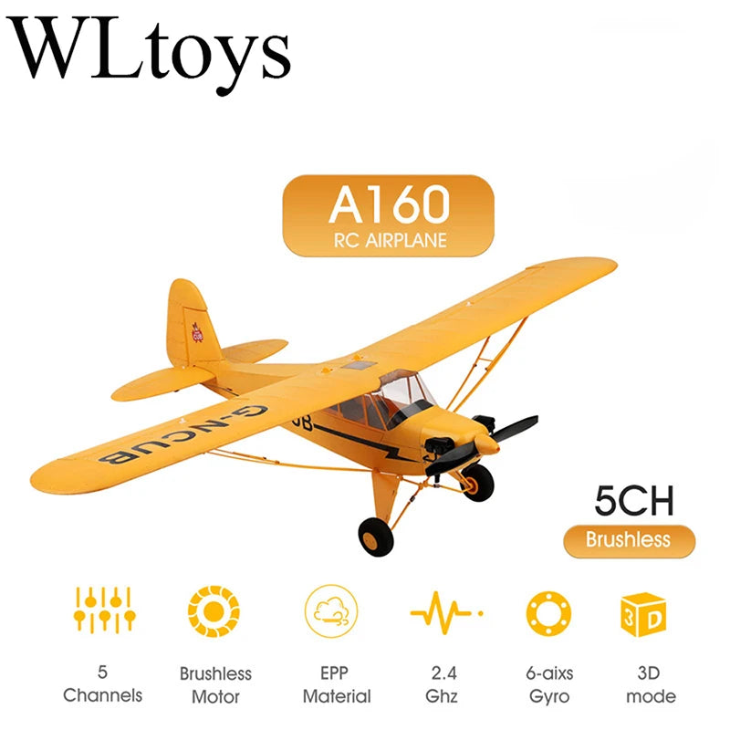 Wltoys A160 J3-CUB RTF 2.4G Brushless RC Airplane &ndash; Ready to Fly