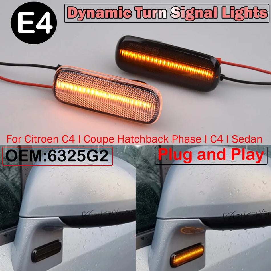 Feux clignotants de rétroviseur LED lentille en cristal pour Citroën C4 MKI
