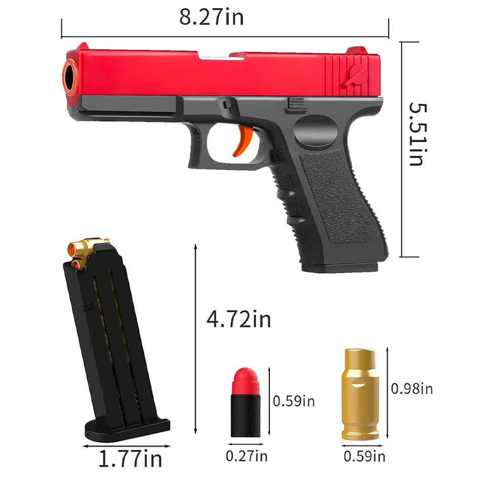 Pistola giocattolo con espulsione del proiettile per ragazzi, modello realistico, regalo di compleanno
