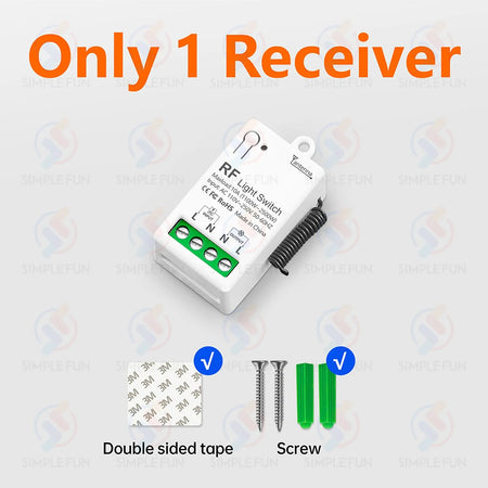 433Mhz Wireless Smart Light Switch - Mini RF Relay Receiver for Remote Control Only 1 Receiver