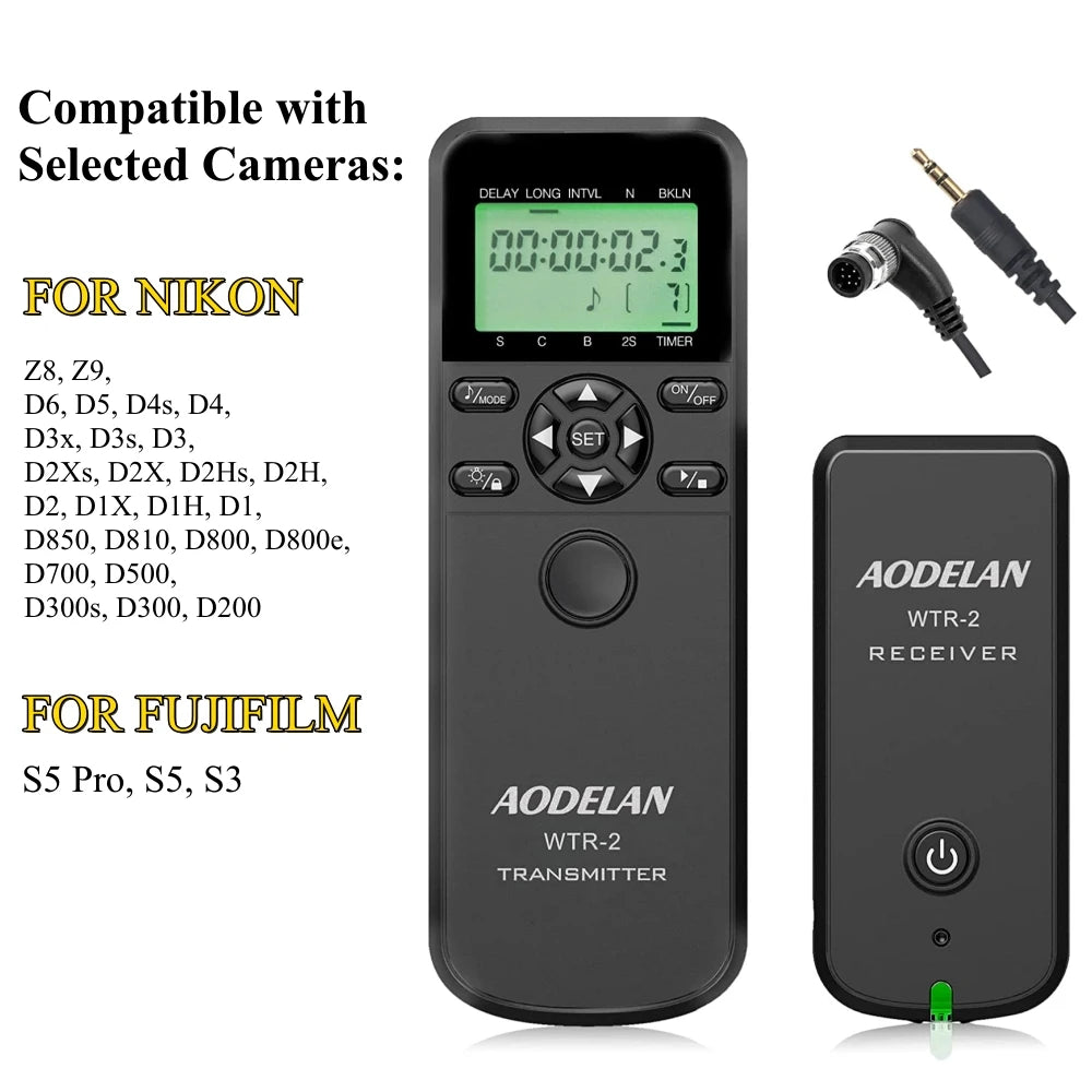 AODELAN WTR-2 Wireless Timer Lapse Intervalometer Remote Control for Multi-Brand Cameras N8 for nikon / China