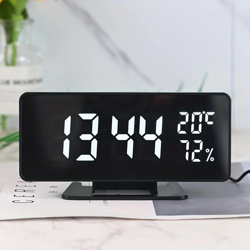 Digital Alarm Clock with Temperature and Humidity Display, 3 Alarms, and Snoozeu529fu80fd C23064-W