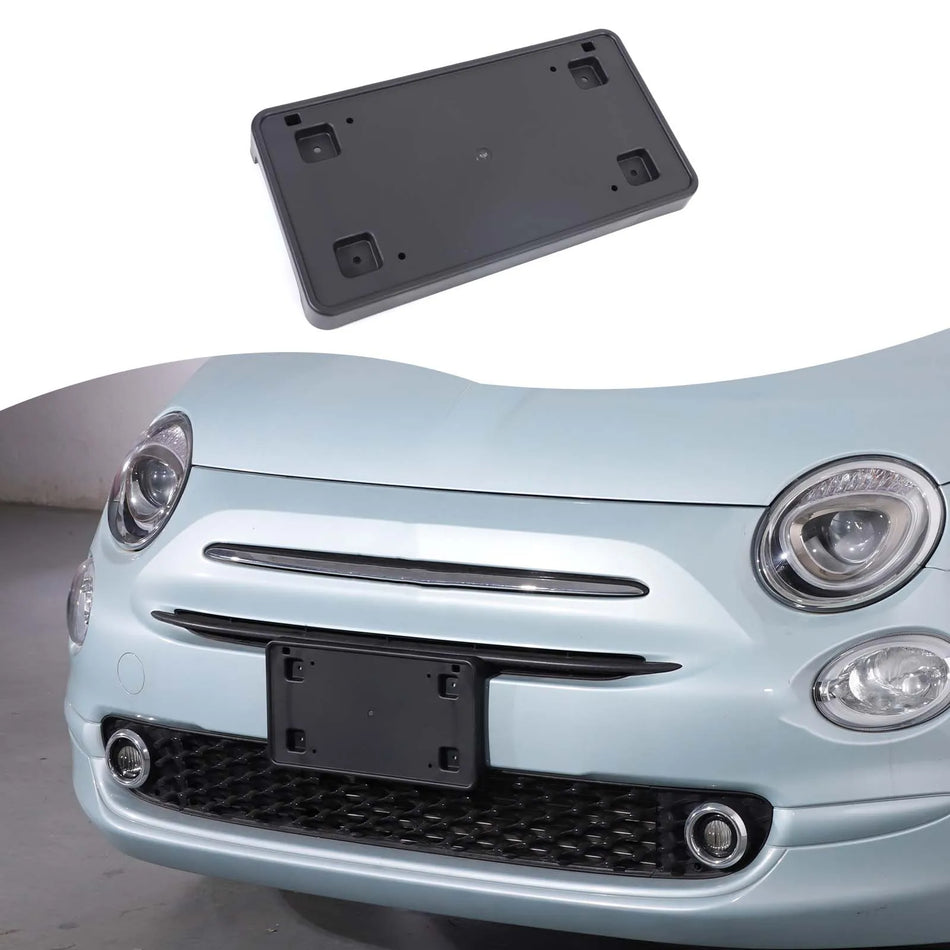 Czarny przedni uchwyt na tablicę rejestracyjną z ABS Fiat 500 2016 do 2025