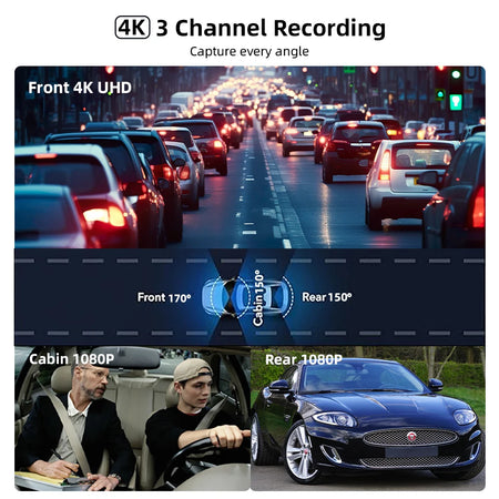 ACCEO 4K Dashcam Auto 3 Channel Car DVR &ndash; WiFi GPS Parking