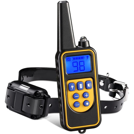 Rechargeable Electrical Dog Training Collar with Remote Control and Vibration For 1 dog Yellow / AU Plug
