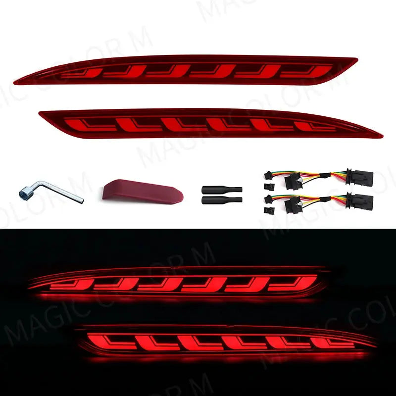 For Tesla Model 3 Model Y 2018 2019 2020 2021 2022 Led Rear Bumper Reflector 3 Functions Brake Light Dynamic Fog Light Red Smoke by InterCyprus Trading Ltd