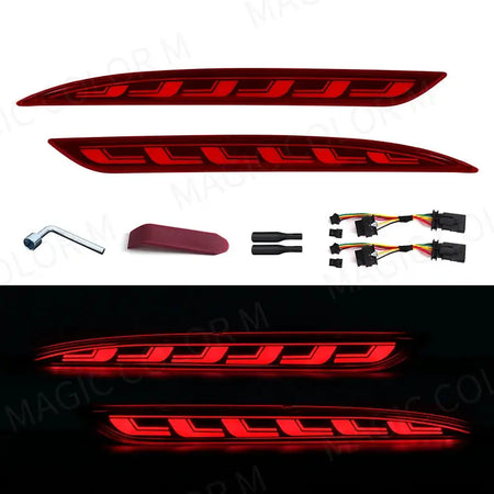 For Tesla Model 3 Model Y 2018 2019 2020 2021 2022 Led Rear Bumper Reflector 3 Functions Brake Light Dynamic Fog Light Red Smoke by InterCyprus Trading Ltd