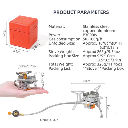 3000W Camping Gas Stove - Ultra High Heat Output Quick Boil