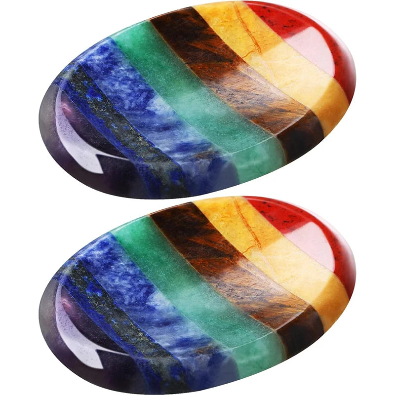 7 Chakra Thumb Worry Stone Set &ndash; Natural Meditation Aid no stock
