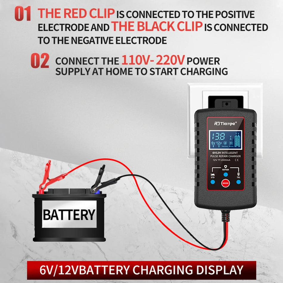 6V/12V Storage Battery Charger With Intelligent Protections, Digital Display