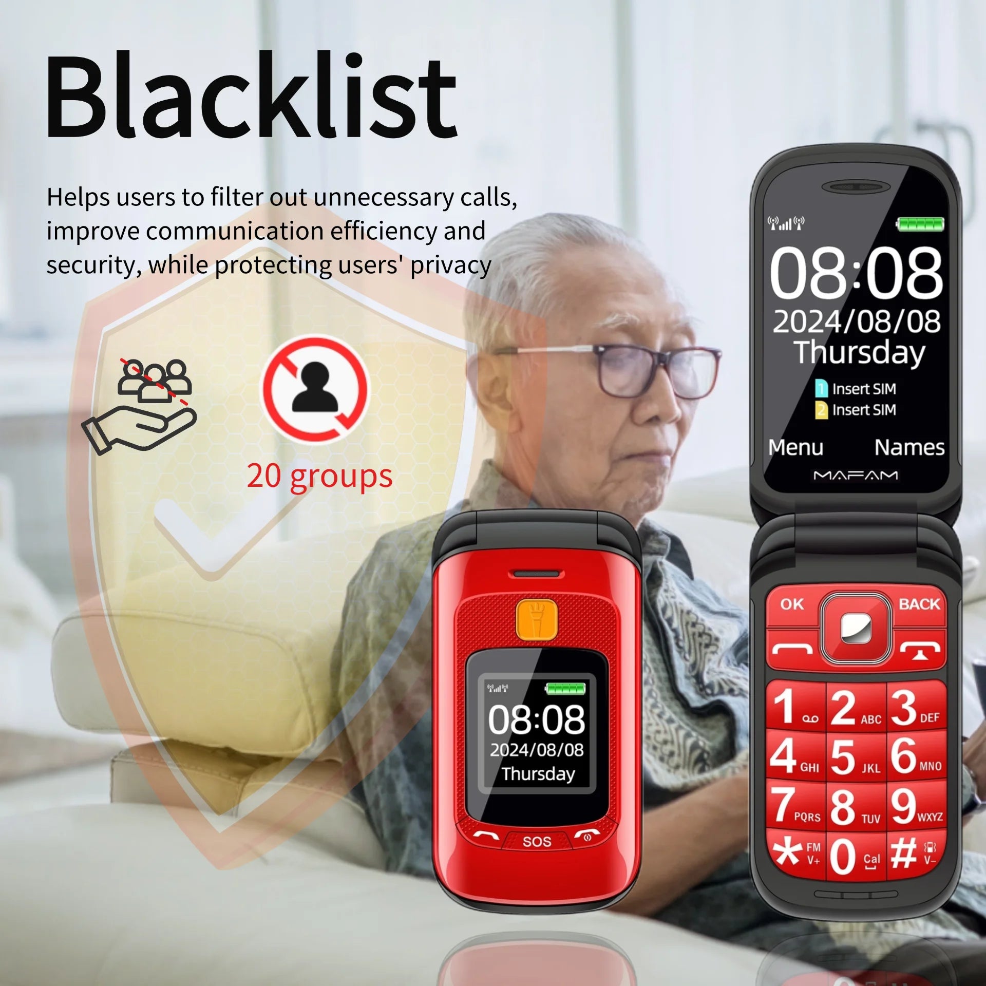 Senior Flip Dual Display Phone For Elderly &ndash; Large Keys