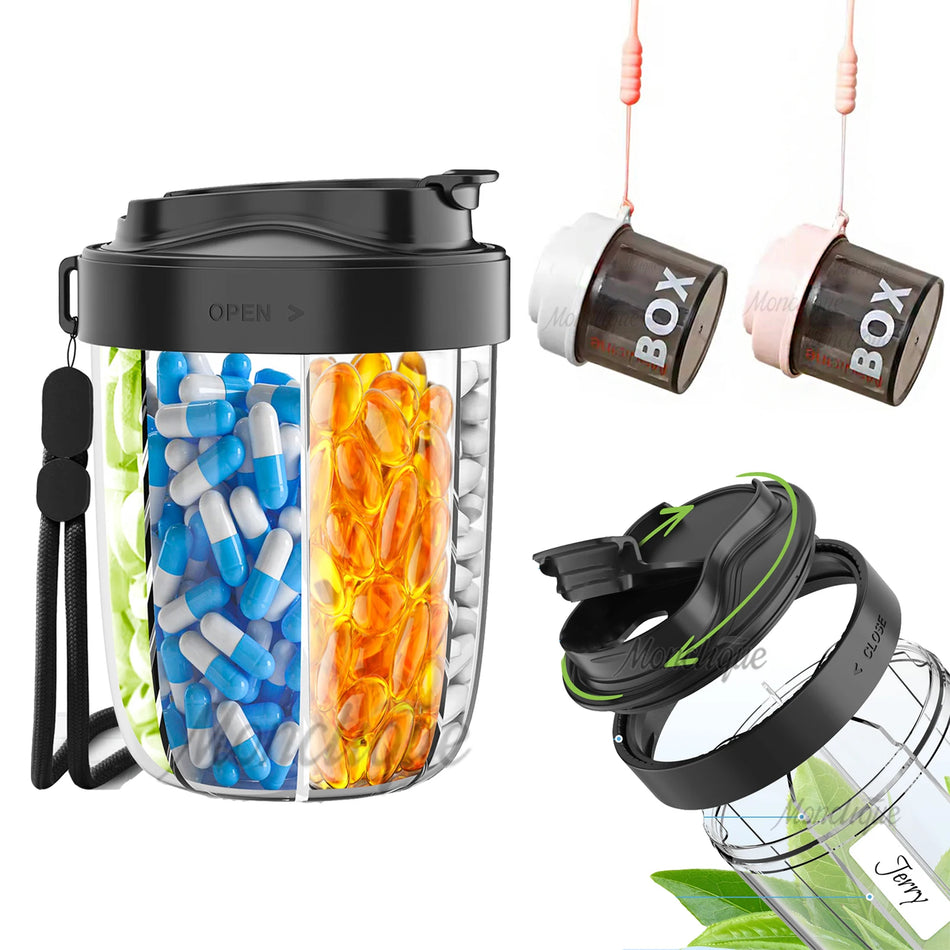 Bærbar Rejse Pilleæske 7 Rum Forseglet Organizer Fiskolier