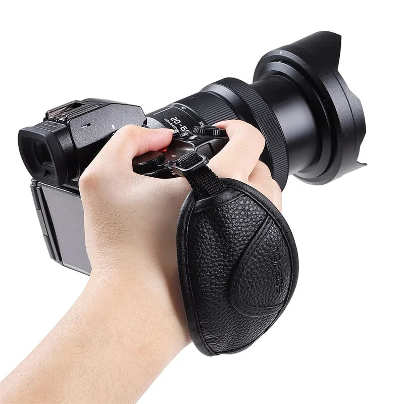 Leather Hand Grip Wrist Strap for DSLR Cameras - Compatible with Nikon, Canon, Sony, and More