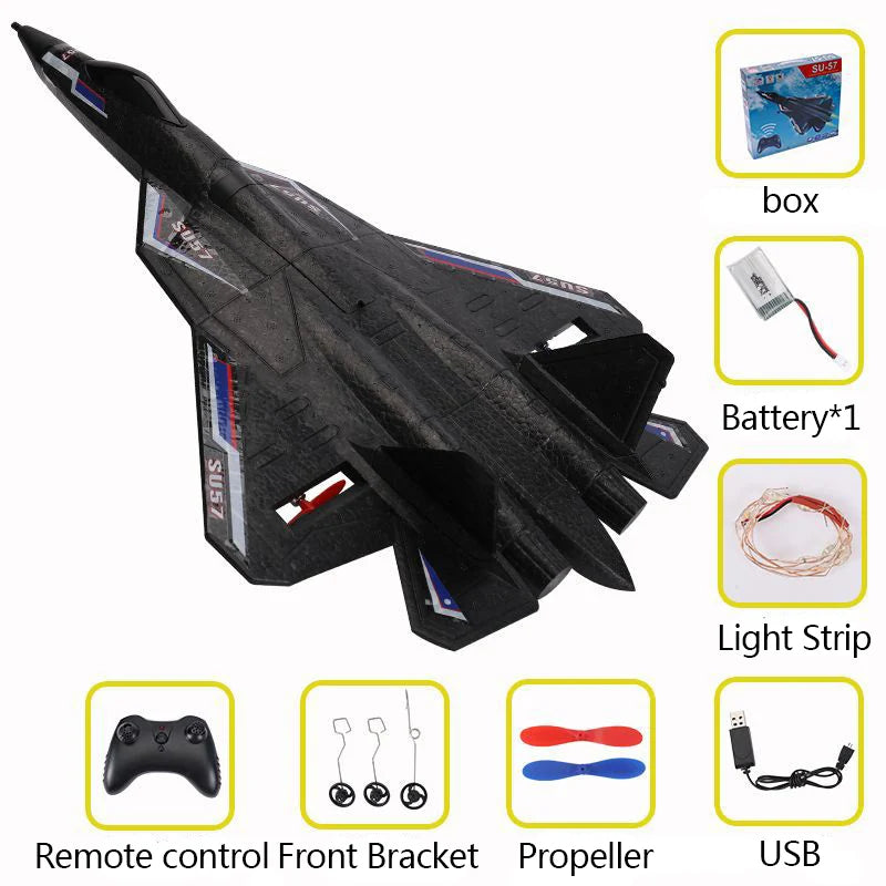 SU 57 RC Plane &ndash; Lightweight Foam Hand Throw Aircraft SU-57 Black