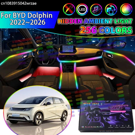 For BYD Dolphin 2022~2026 EA1 EM2F E2 RGB Car Interior Ambient Lights Strips Breathing Lighting Kit App Control LED strips Auto by InterCyprus Trading Ltd